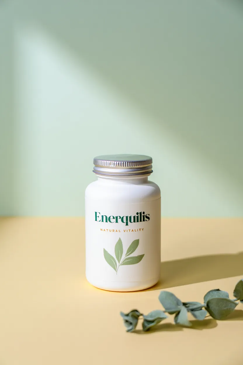 Enerquilis natural vitality supplement bottle on a light background